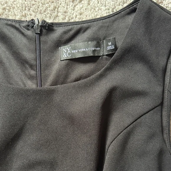 Black Sleeveless Dress with Vegan Leather Belt - Picture 2 of 4